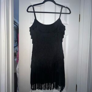 Fringed white fox dress